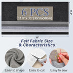 XSEINO 6 Rolls 12"x35" Large Felt Sheets, 1.4mm Thick Nonwoven Fabric - Image 2