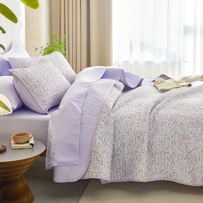 Wake In Cloud - Floral Quilt Set, Cute Vintage Flower Cottagecore Shabby Chic - Image 5