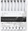 Ohuhu Fineliner Pens Micro Drawing Pens: 8-size Tips Waterproof Pigment Black by Ohuhu