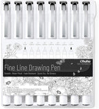Ohuhu Fineliner Pens Micro Drawing Pens: 8-size Tips Waterproof Pigment Black by Ohuhu