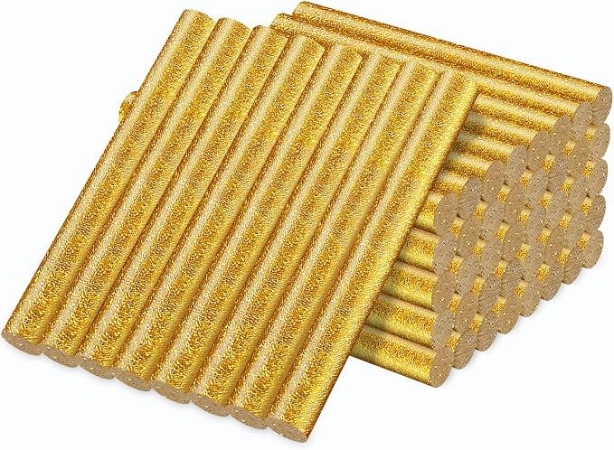 Glitter Gold Hot Glue Sticks, Manarty 48 PCS Full Size Hot Melt Glue Sticks by Manarty