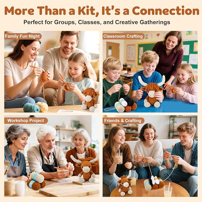 Faircosy Learn to Crochet Beginner Kit: All in One Highland Cow Crochet DIY Kit - Image 5