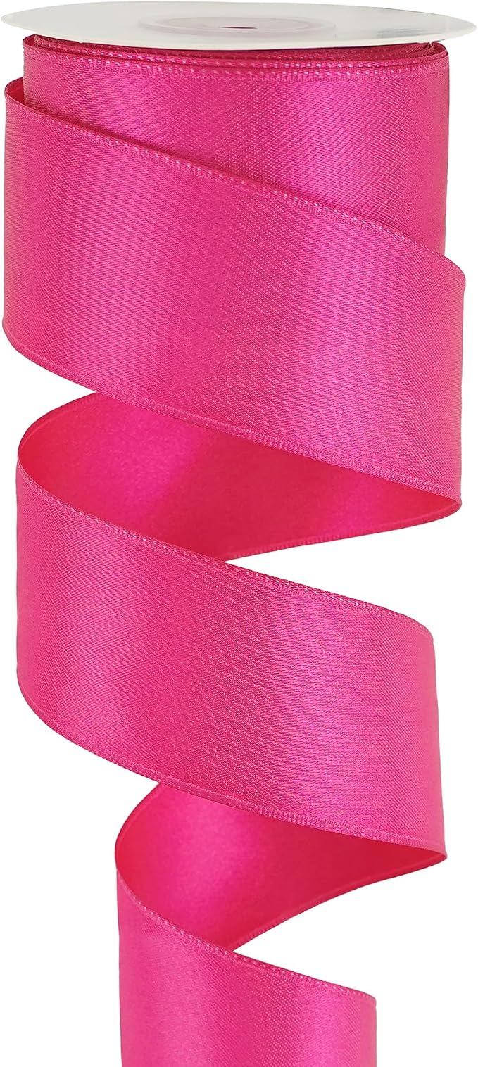 HUIHUANG Hot Pink Wired Ribbon 1-1/2 inch Fuchsia Pink Wire Ribbon - Image 8