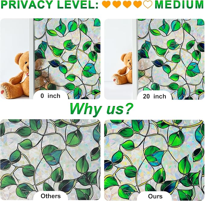 SOMWISE Rainbow Window Privacy Film, Heat Control, UV Blocking, Anti-Glare - Image 7