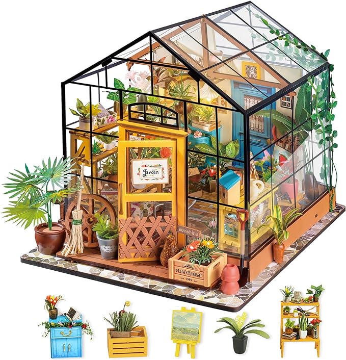 Rolife DIY Miniature House Kit-Mini Diorama 1/18 Greenhouse Dollhouse Building by Rolife