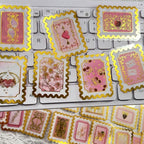 50 PCS Cartoon love stamps Stickers Aesthetic PET Stickers Gold Stamp Decal by Unknown