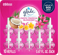 Glade PlugIns Refills Air Freshener, Scented and Essential Oils for Home and Bathroom, Exotic Tropical Blossoms, 6.7 Fl Oz, 10 Count (Packaging May Vary)