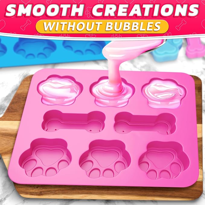 2 Pcs Dog Treat Molds Silicone, Bone & Paw Shapes, Non-Stick | Dog Molds - Image 8