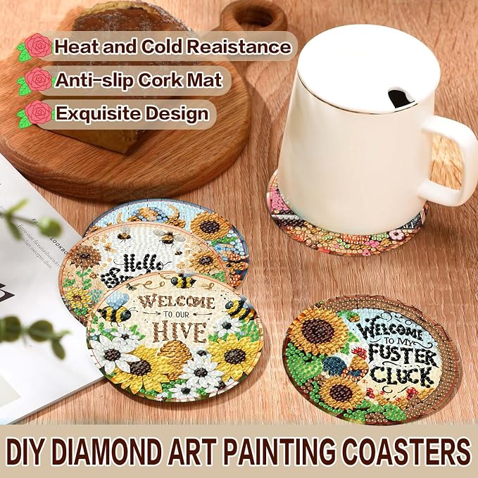 Axquilon 8 Pcs Fall Diamond Art Coasters Kit - Image 3