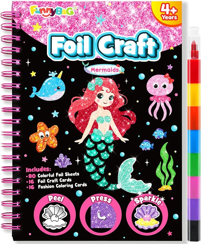 FUNNYB&G Foil Art Crafts for Kids Ages 4-8: Valentines Crafts for Kids 2026 by FUNNYBG