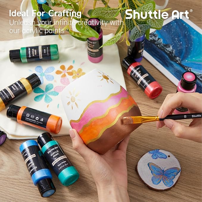 Shuttle Art 30 Colors Metallic Acrylic Paint, Artist Grade Metallic Paint in - Image 7