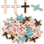40pcs Enamel Cross Crucifix Charms Alloy Jesus Blessing Cross Dangle Pendants by Aylifu