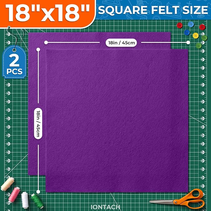 IONTACH 18" X 18" Soft Felt Sheets 1.6mm Thick | Acrylic Felt Fabric Sheets - Image 2