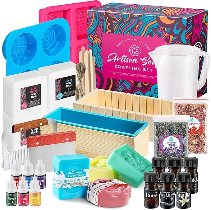 Soap Making Kit with Melt & Pour Base, Cutting Box, Fragrances by Prime+Creations