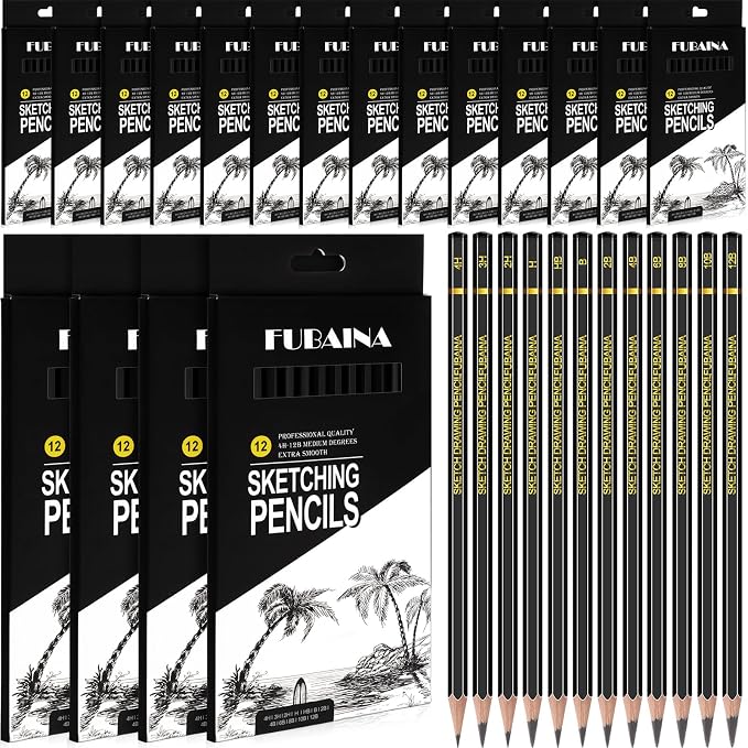 216 Pcs Drawing Sketching Pencil Set Professional Graphite Charcoal Gift Bulk by Humyoun