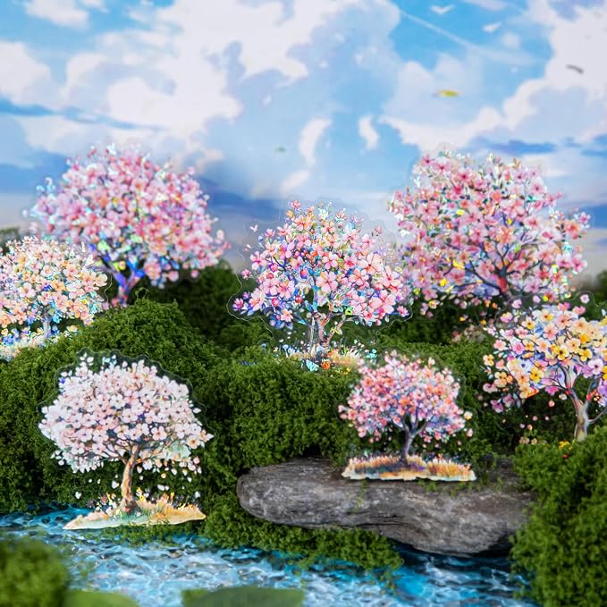 60 Pcs Holographic Floral Tree PET Stickers - Image 5