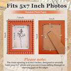 1 Pack 5 x 7 Picture Frame, Wood Beaded Boho Photo Frame, Vintage Photo Display - Image 2