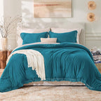 Andency Turquoise Comforter Set Queen, 3 Pieces Boho Teal Tassel Lightweight - Image 2