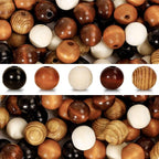 Whaline 240 Pcs Natural Wood Beads Coffee Brown White Wooden Beads Rustic Color by Whaline