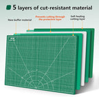ArtAt Self Healing Cutting Mat: 18″x 24″ Green Double Sided, Non-Slip 5 Layers - Image 3