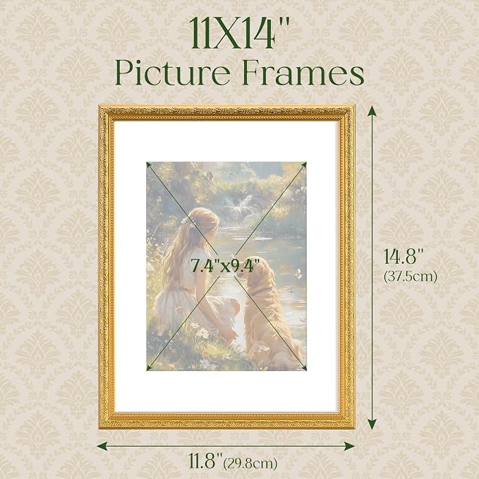 TWING 11x14 Picture Frame, Ornate Vintage 11x14 Photo Frame, 1 Pack | Gold - Image 2
