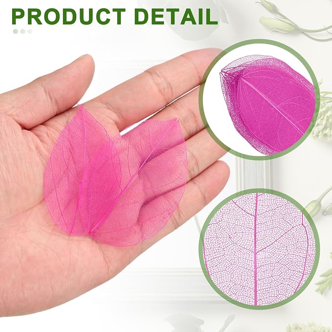 uxcell 100 Pcs Dark Rose Red Skeleton Leaves - Image 3