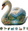 Swan Dream Puzzles Adults Gifts Wooden 90 Pieces 8.5 * 8in by Jollitot
