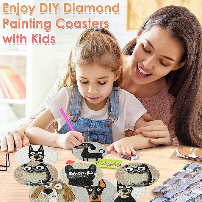ijbnhd 6 Pcs Dog Diamond Painting Coasters Kits - Image 5