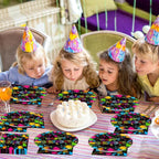 48Pcs Neon Glow in the Dark Paper Plates and Napkins Neon Birthday Party - Image 7