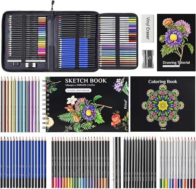 PRINA 81 Drawing Set Sketching Kit, Pro Sketch Pencils Art Supplies - Image 2