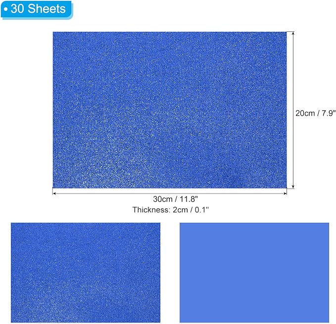 PATIKIL 30Sheets Dark Blue EVA Glitter Foam Sheet 11.8 x 7.9 Inch 2mm Thick - Image 2