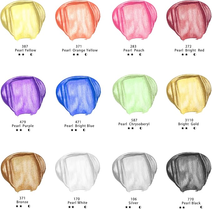 Artecho Acrylic Paint Set, 12 Metallic Colors Bottles Art Craft Paints - Image 3