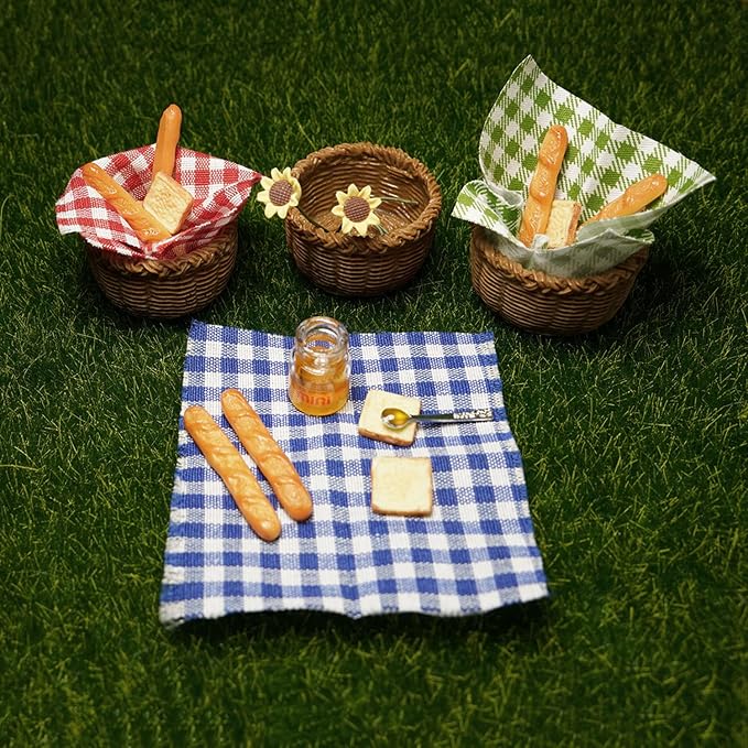 Miniature Food Dollhouse Accessories Garden Decor 1:12 Scale Bread Honey Picnic - Image 2
