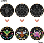 Nuberlic 3 Pack Embroidery Kit for Adults Beginners, Stamped Cross Stitch Moth - Image 6