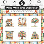 Patchwork Cozy Cottage Cotton Fabric Panel – 6 Designs + Bonus Sheet 29.5×19.6 - Image 3
