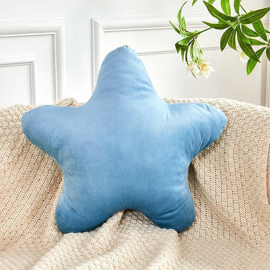 Dusty Blue Star Throw Pillow, Cute Star Pillow Room Decor, Soft 19.6" Star Shaped Decorative Throw Pillow for Bedroom, Star Plush Floor Cushions Pillows