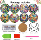 8 Pack Diamond Art Coasters, Butterfly Diamond Painting Coasters Kits | - Image 2