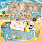 RattanView 24 Pcs Summer Party Craft Color Your Own Keychains Diy Craft Wooden - Image 5
