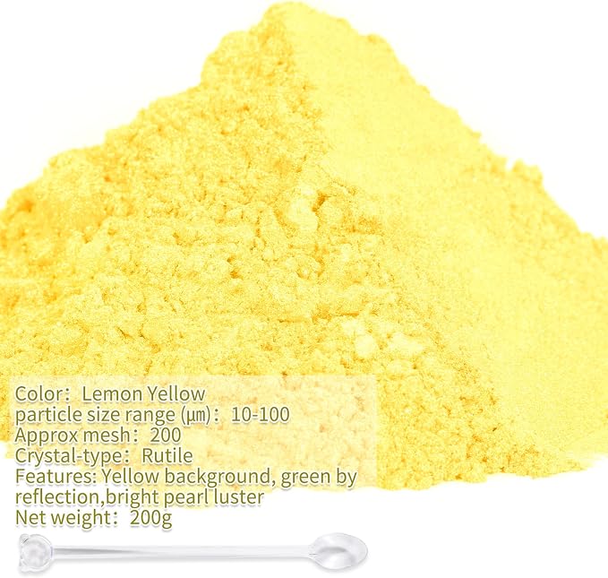 Mica Powder, 7.05OZ（200g）, Lemon Yellow Mica Powder Pigment - Image 2