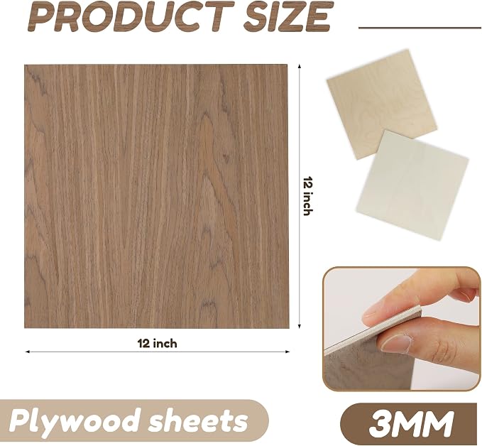 9 Pack Walnut Wood Plywood Sheets, Smooth Surface, Uniform Thickness, No Burrs - Image 3