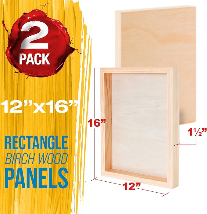 U.S. Art Supply 12" x 16" Unfinished Cradled Wood Panels - Image 2