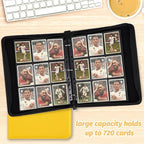 GERMUN 3 Ring 9 Pocket Zipper Card Binder, 720 Double Sided Standard PU Trading - Image 7