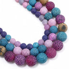 48pcs Natural Matte Colorful Oxidized Gemstone Beads，8mm Frosted Round Loose by Yochus