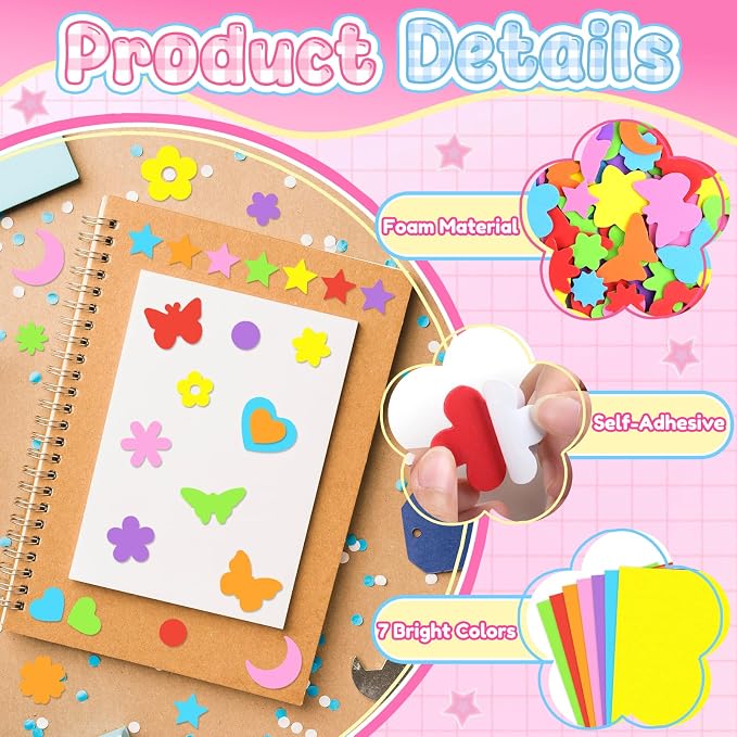 1400Pcs Foam Stickers Colorful Flower Butterfly Foam Shapes Stickers - Image 3