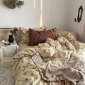 MKXI Yellowish Beige & Red Floral Duvet Cover Set Twin Size by MKXI