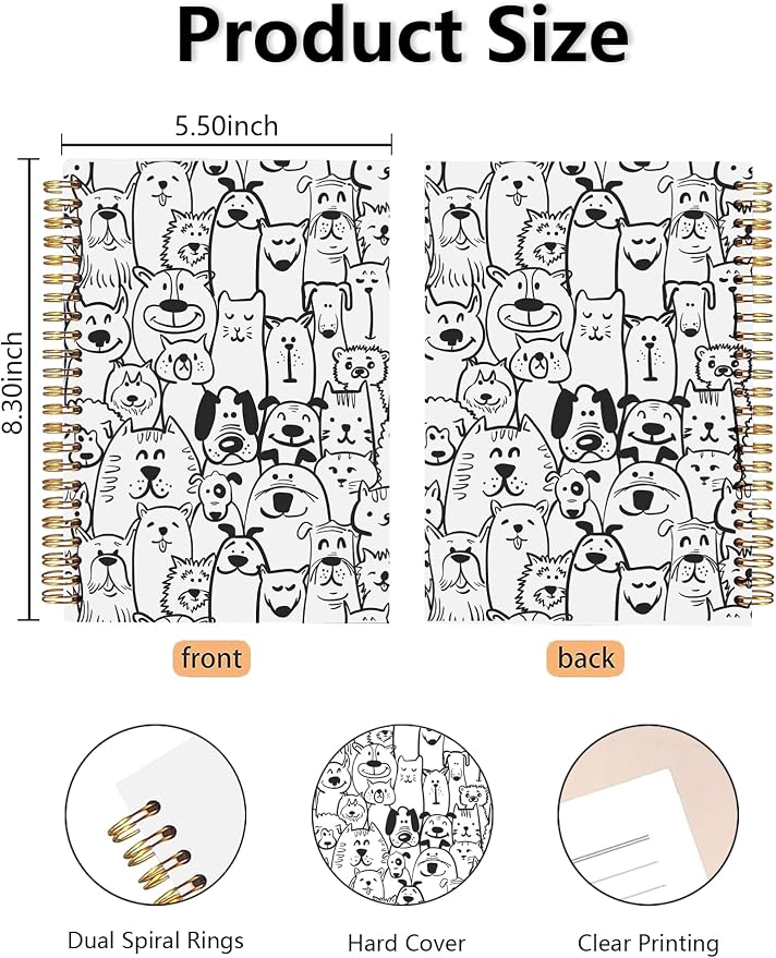 Cute Dog Spiral Notebook, Dog Lovers Mom Dad Gifts Journal, Funny Black and - Image 2