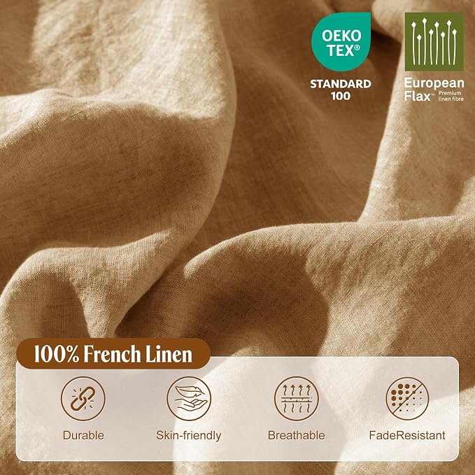 LBRO2M 100% France Linen Duvet Cover Set Cal King Size 3 Pcs Natural Flax - Image 3