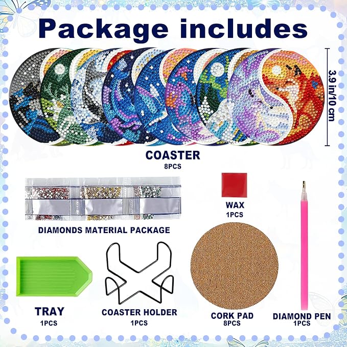 8-Pack Diamond Art Coaster Kit - Image 6