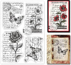 GLOBLELAND Vintage Floral Clear Stamp Art Words Transparent Silicone Stamp by GLOBLELAND