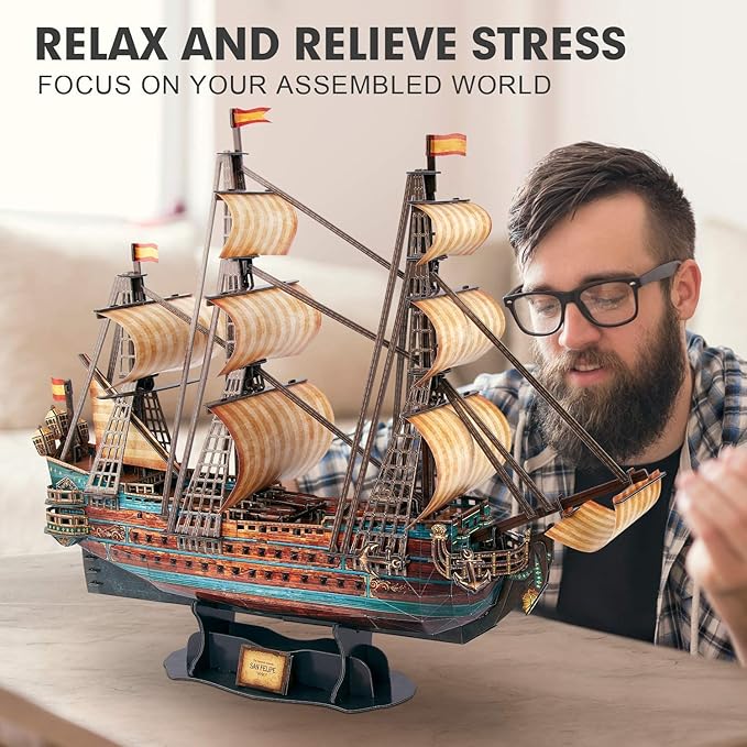 CubicFun 3D Puzzle Spain Puzzle Gift Boat Boat Model San Felipe 248 Pieces | - Image 3